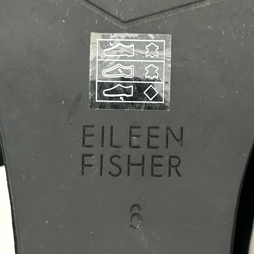 Eileen Fisher Suede Wedge Sandals Zipper Detail Zipper Detail Black Size 6